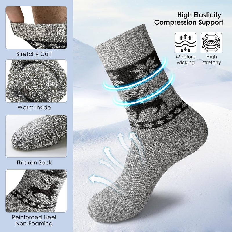 mickee Knee High Socks for Woman, Boot Sock/Long Sock Cotton Thermal Socks for Hiking Skiing Winter Gifts-4pairs - Image 2